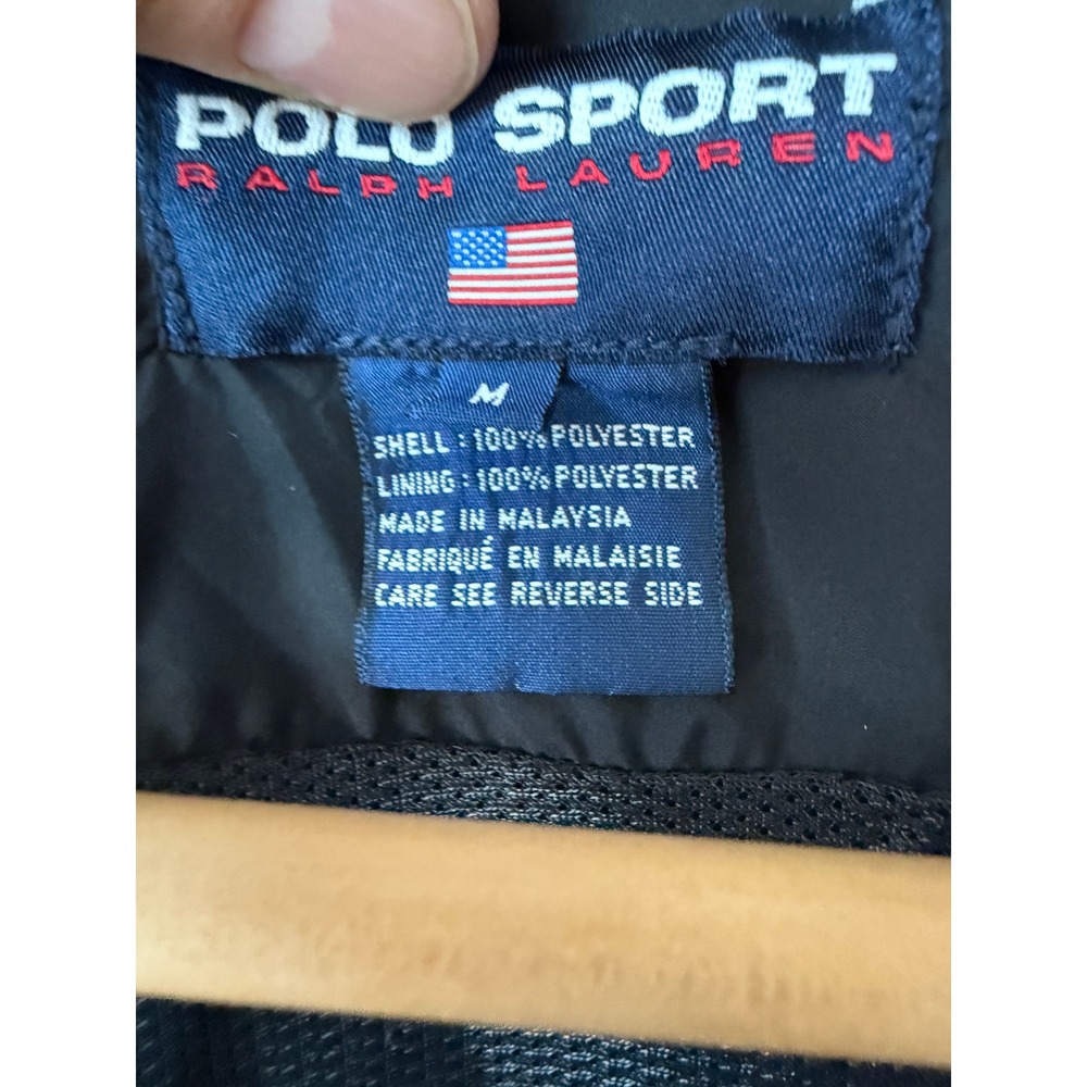 Polo Sport Ralph Lauren Vintage Black Windbreaker Jacket Hooded Womens Medium - Picture 8 of 8
